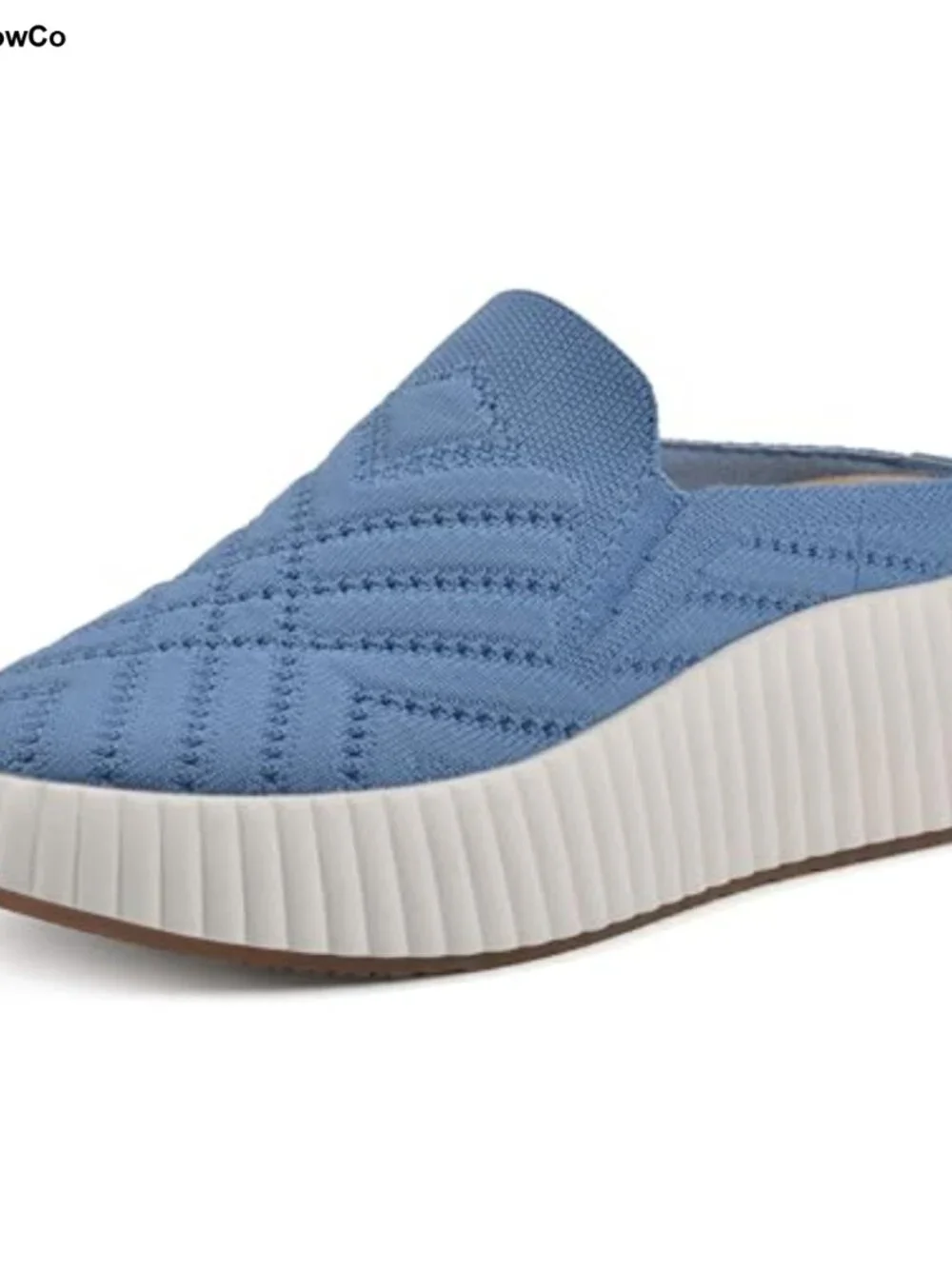 Platform Sneaker Mule Woven Knit Cushioned Insole Pull-On